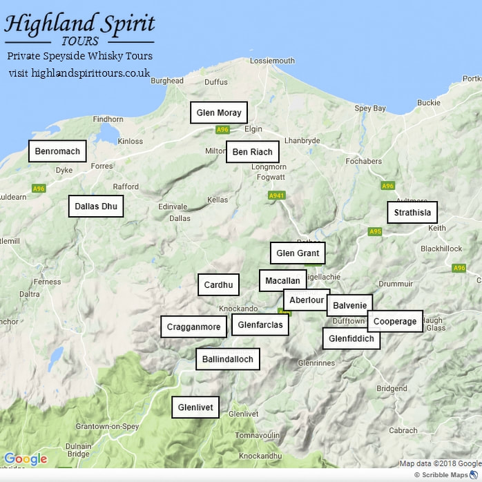 Speyside Whisky Distilleries Open to Visitors Map